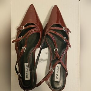 Steve Madden Women's Glossy Maroon Strappy Heels